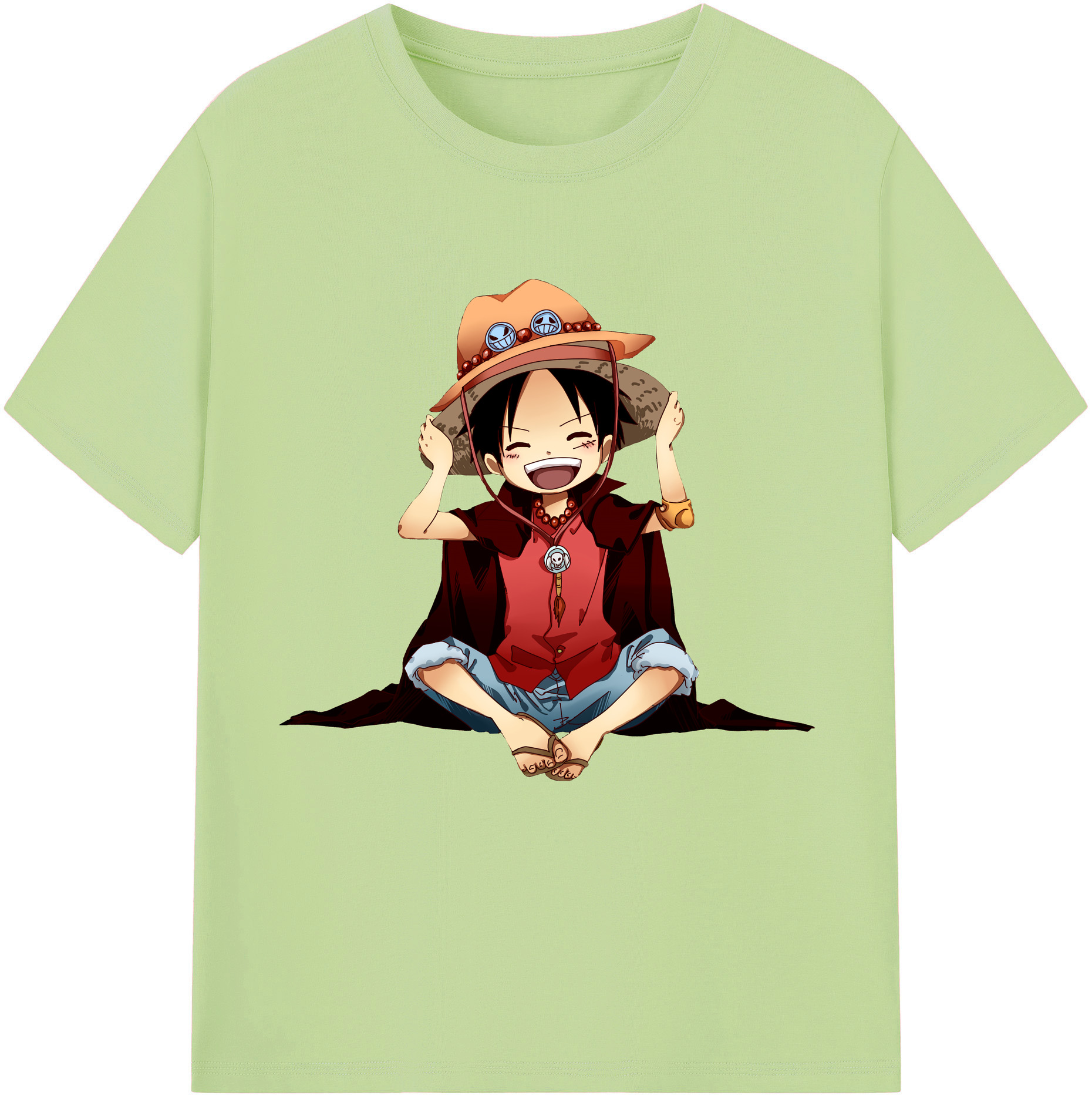 ワンピース モンキー・D・ルフィ ONE PIECE Monkey D. Luffy 綿100％半袖Tシャツ（フロントプリント）